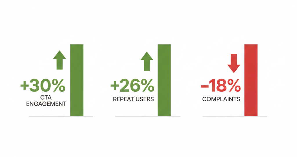 Data visualization showing the +30% lift in CTA engagement after design changes.